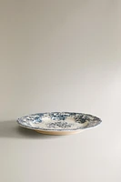 ASSIETTE PLATE FAÏENCE IMPRIMÉ FLEURS