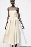ROBE MIDI AVEC LIN BRETELLES FANTAISIE