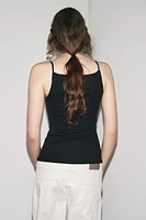 RIB KNIT POLYAMIDE STRAPPY TOP
