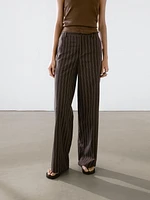 Low-rise wide-leg striped trousers