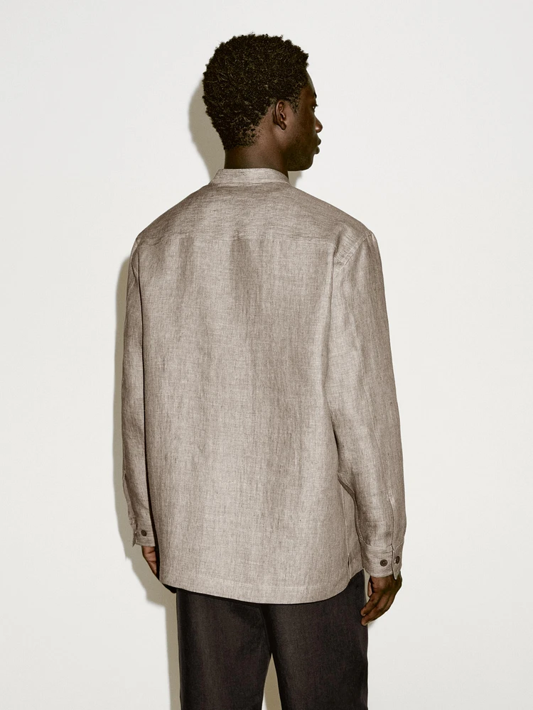 Chemise à col officier regular en lin - Limited Edition
