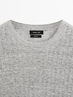 T-shirt en maille côtelée 100 % lin