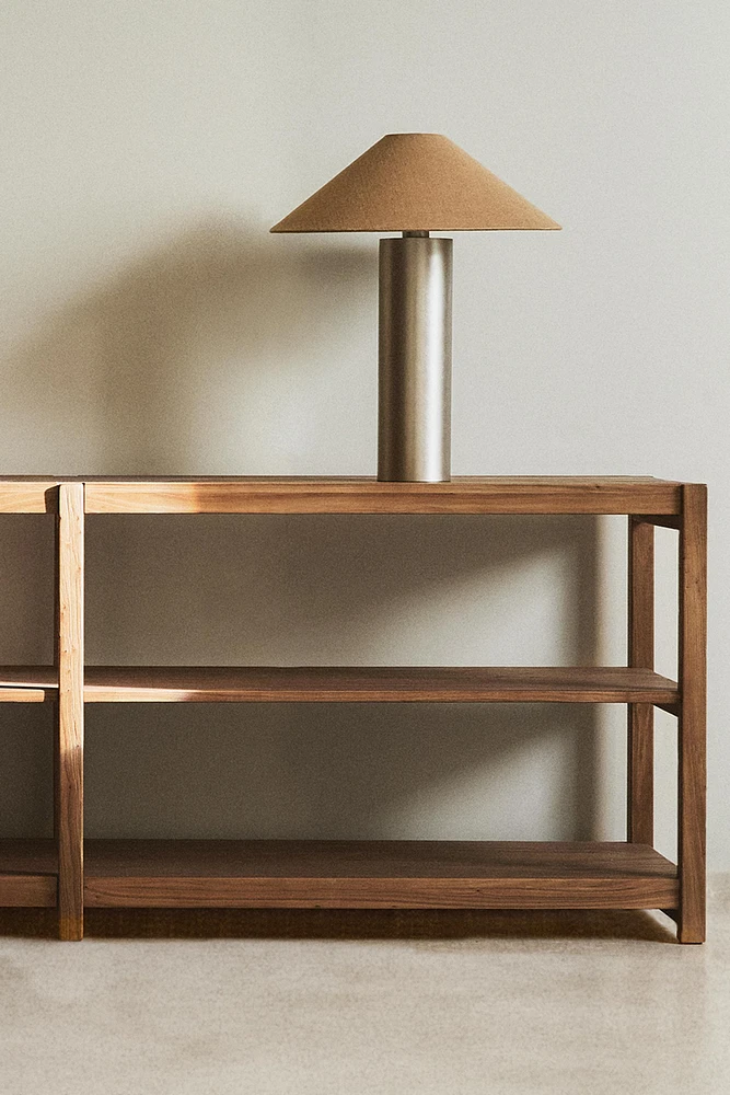 LONG WOODEN SHELVING UNIT