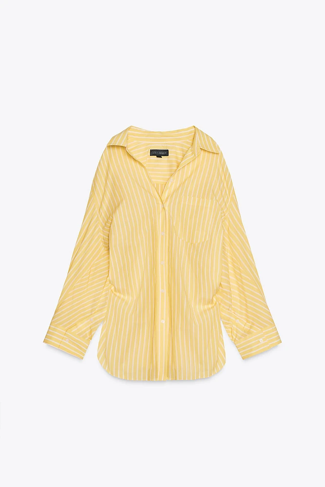 OVERSIZED STRIPED POPLIN SHIRT