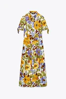 PRINTED POPLIN MIDI DRESS