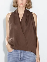 Linen crossover halter top