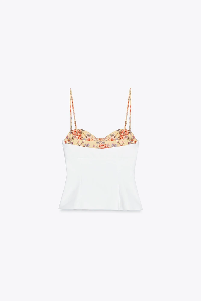 TOP ÉLASTIQUE EN MATIÈRES VARIÉES IMPRIMÉ