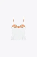 PRINTED COMBINATION STRETCH TOP