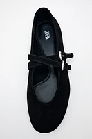 SUEDE STRAP BALLET FLATS