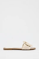 CROCHET BOW FLAT SANDALS