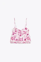 PRINTED TOP WITH OPENWORK EMBROIDERY