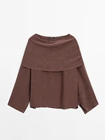 Linen blend cape-style blouse