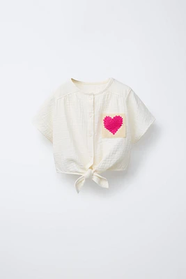 TEXTURED HEART POCKET SHIRT