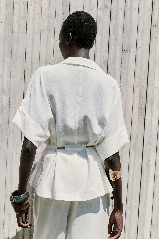 CHEMISE SAFARI LACET AVEC RAMIE