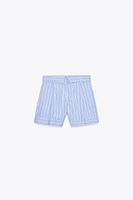 STRIPED BELTED SHORTS