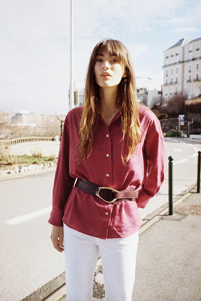 OVERSIZED LINEN BLEND SHIRT