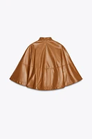 100% LEATHER ZIPPER CAPE