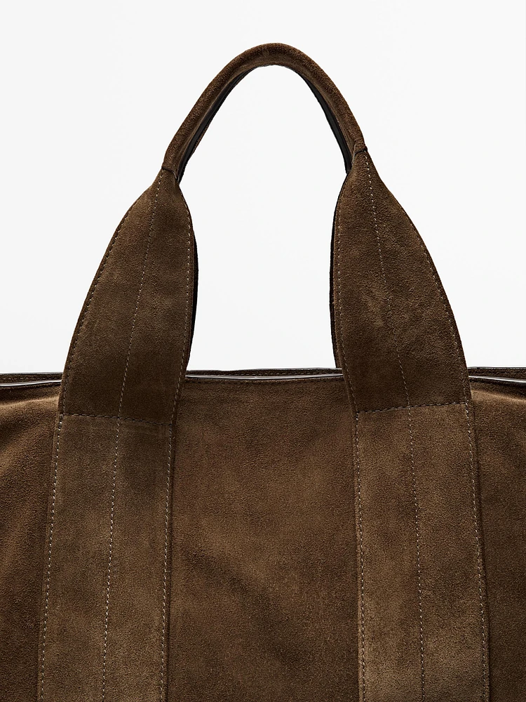 Sac cabas en croûte de cuir