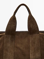 Sac cabas en croûte de cuir