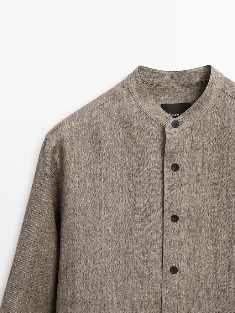 Chemise à col officier regular en lin - Limited Edition
