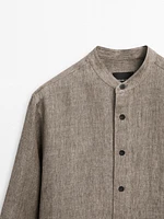 Chemise à col officier regular en lin - Limited Edition