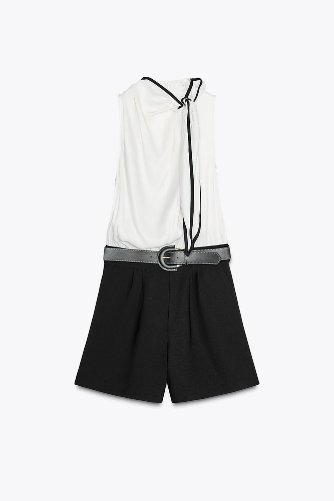 BELTED COMBINATION SHORT JUMPSUIT