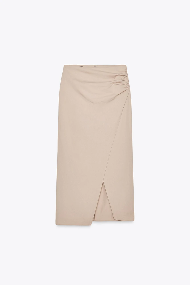 MIDI SKIRT WITH SIDE RUCHING