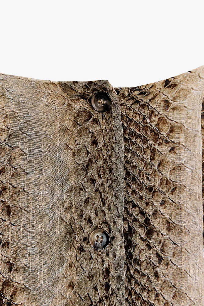 BLOUSE À ÉPAULETTES AVEC IMPRIMÉ ANIMAL ZW COLLECTION