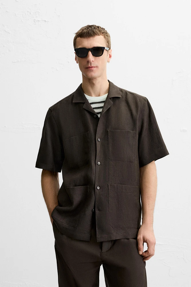 CHEMISE 100 % LIN À POCHES