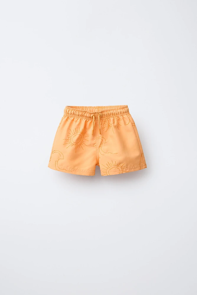 6-14 ANS/ SHORT DE BAIN SOLEILS BRODÉS