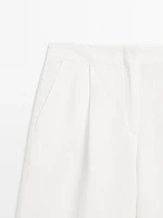 Pantalon de tailleur à pinces 100 % lin