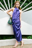 KNOTTED SATIN EFFECT MIDI SKIRT