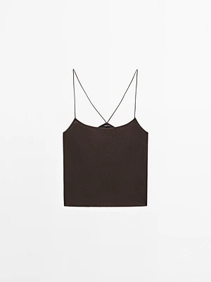 Thin strappy textured top