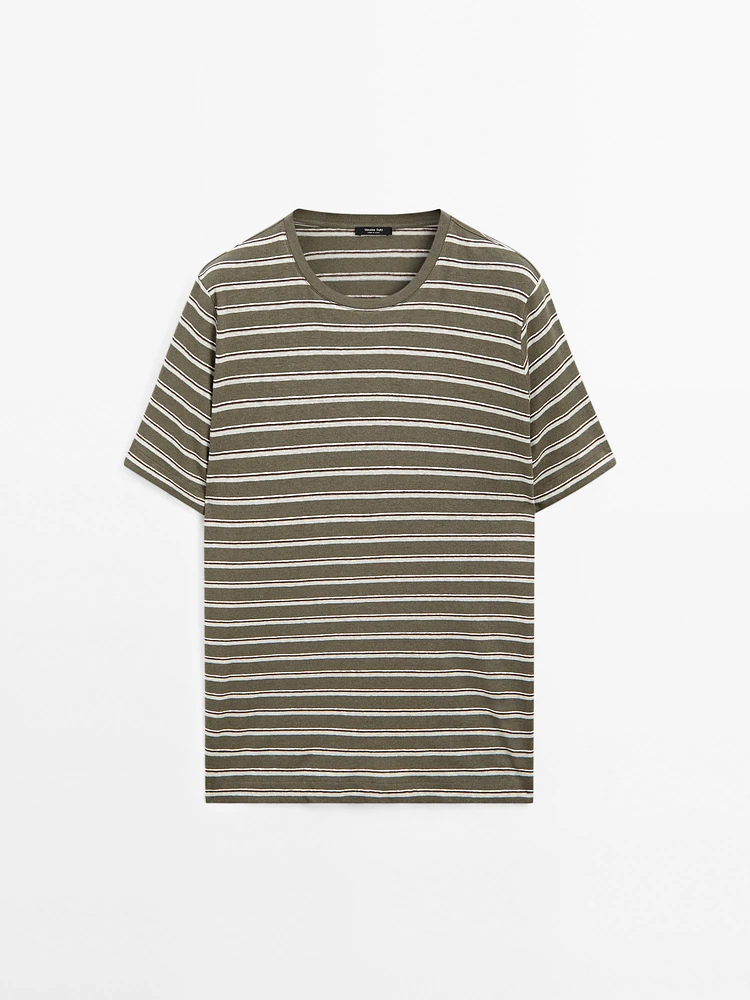 T-shirt à rayures coton et lin