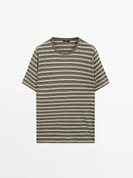 T-shirt à rayures coton et lin