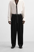 PLEATED VELVET PANTS