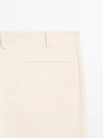 Cotton blend slim fit canvas trousers