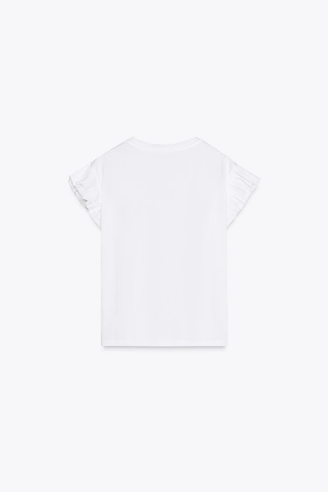 T-SHIRT EFFET DÉLAVÉ À VOLANTS