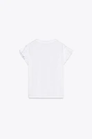 T-SHIRT EFFET DÉLAVÉ À VOLANTS