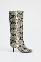 HEELED ANIMAL PRINT BOOTS