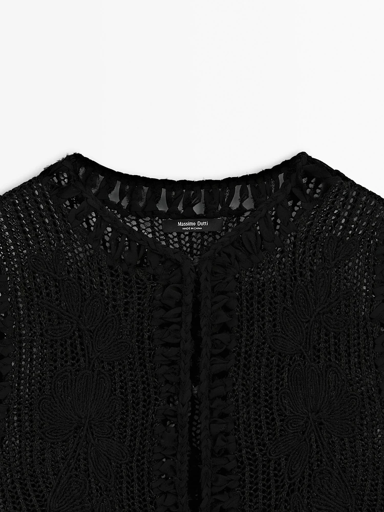 Knit vest with embroidered detail
