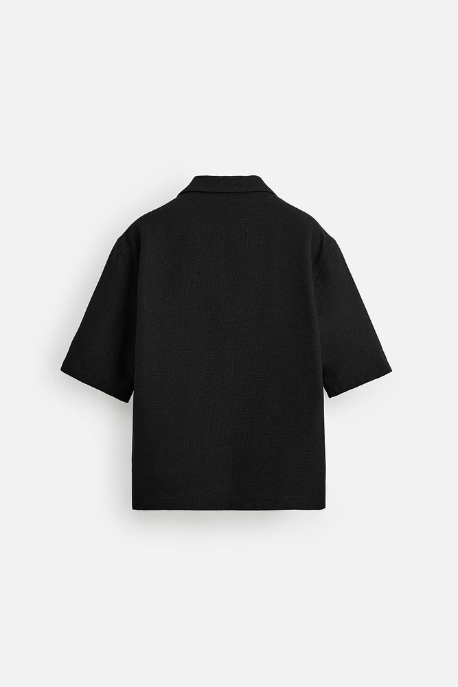 RELAXED FIT TEXTURED POLO SHIRT