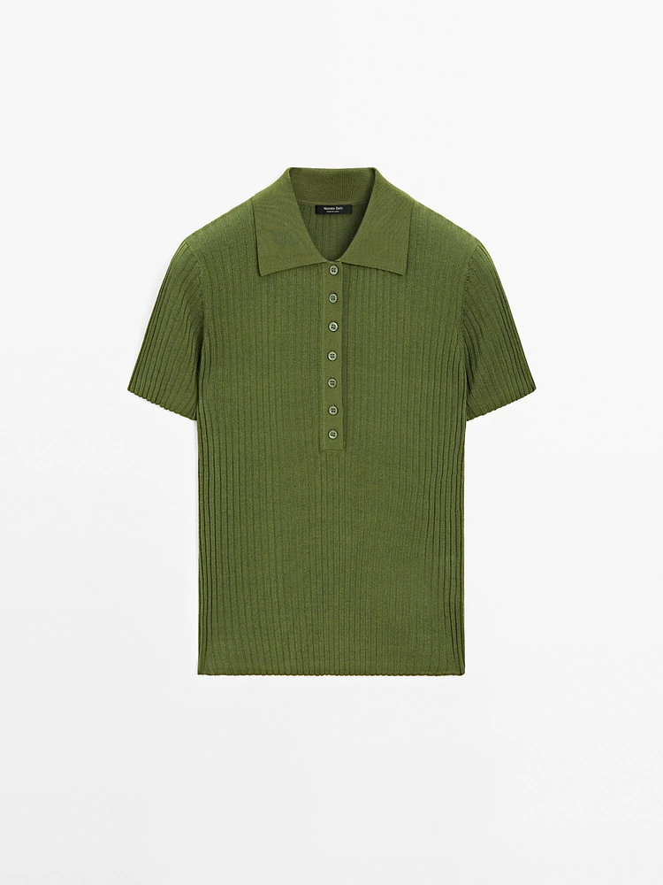 Pull polo en maille de coton