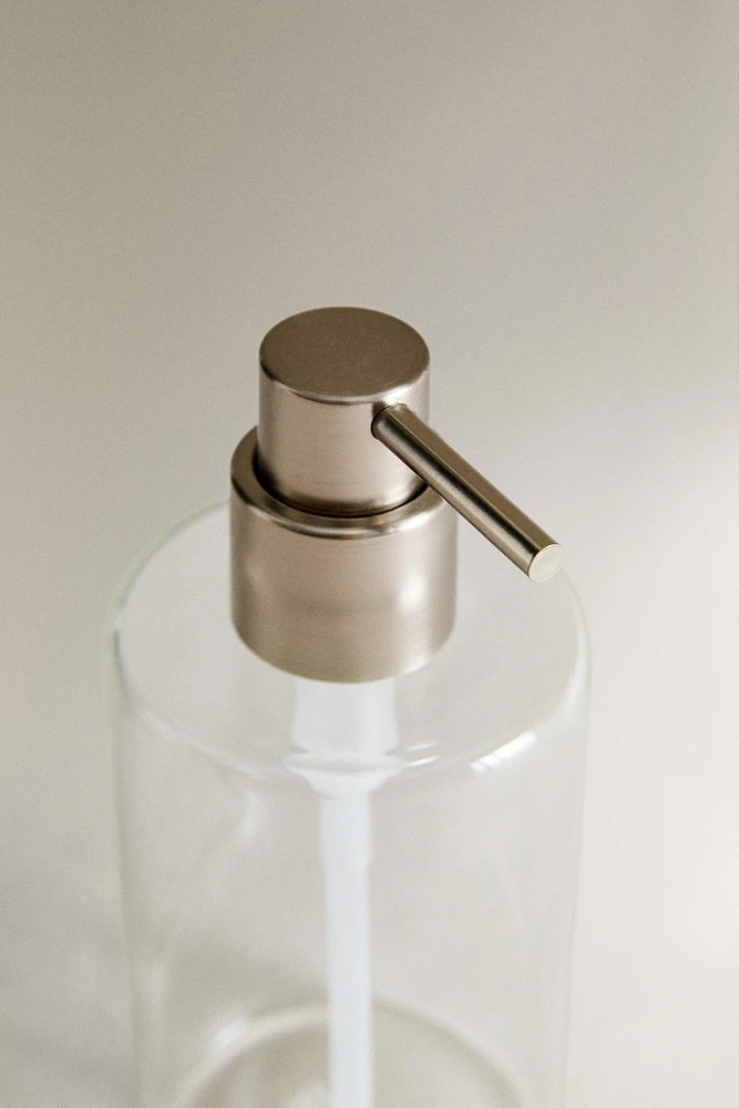 BOROSILICATE GLASS SOAP DISPENSER WITH SLOGAN