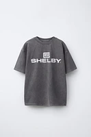 WASHED EFFECT TEXT PRINT T-SHIRT