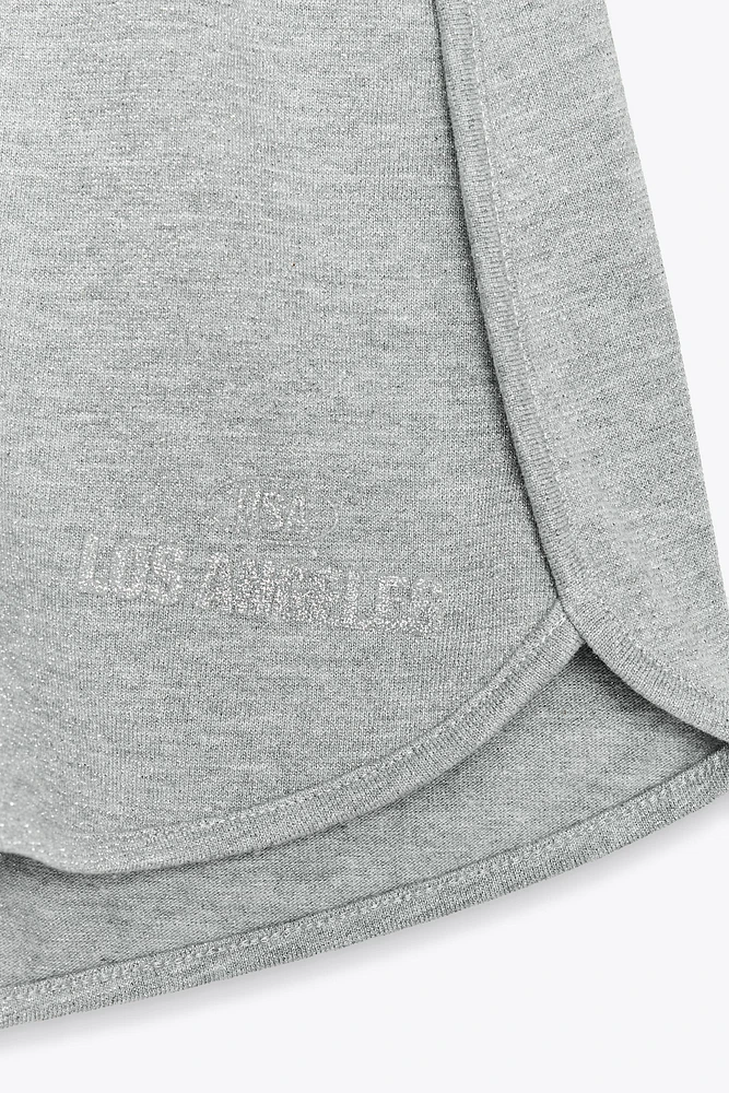 METALLIC THREAD FLEECE SHORTS