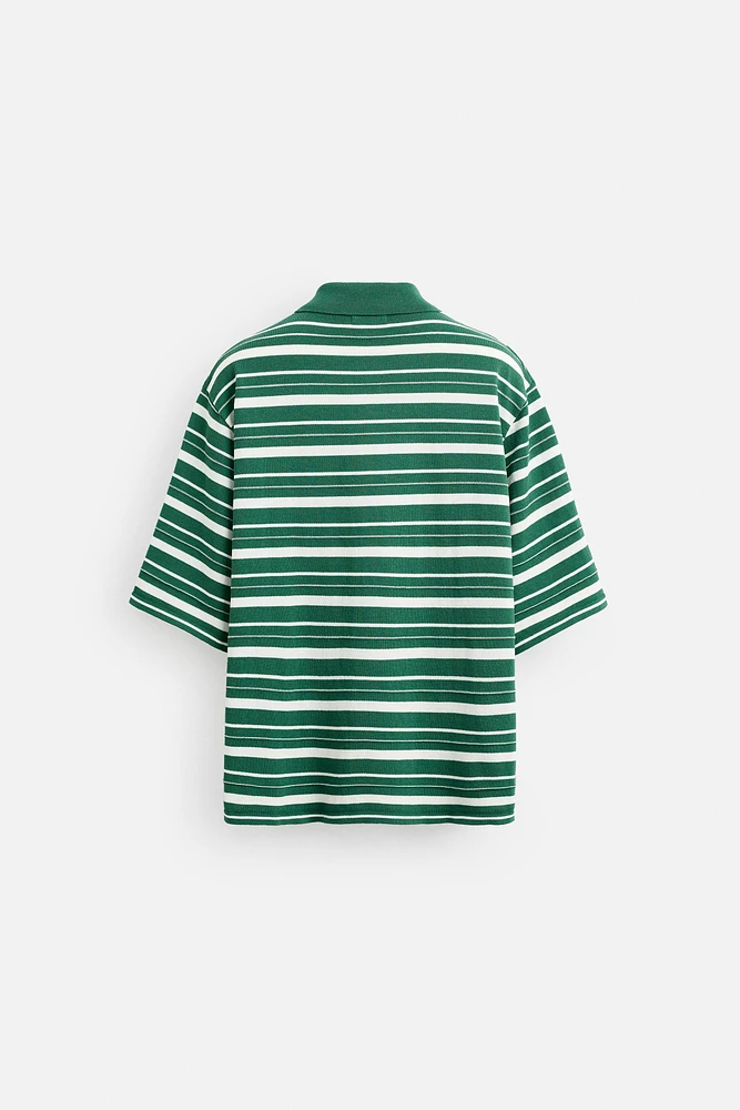 POLO EN MAILLE TEXTURÉE RAYURES