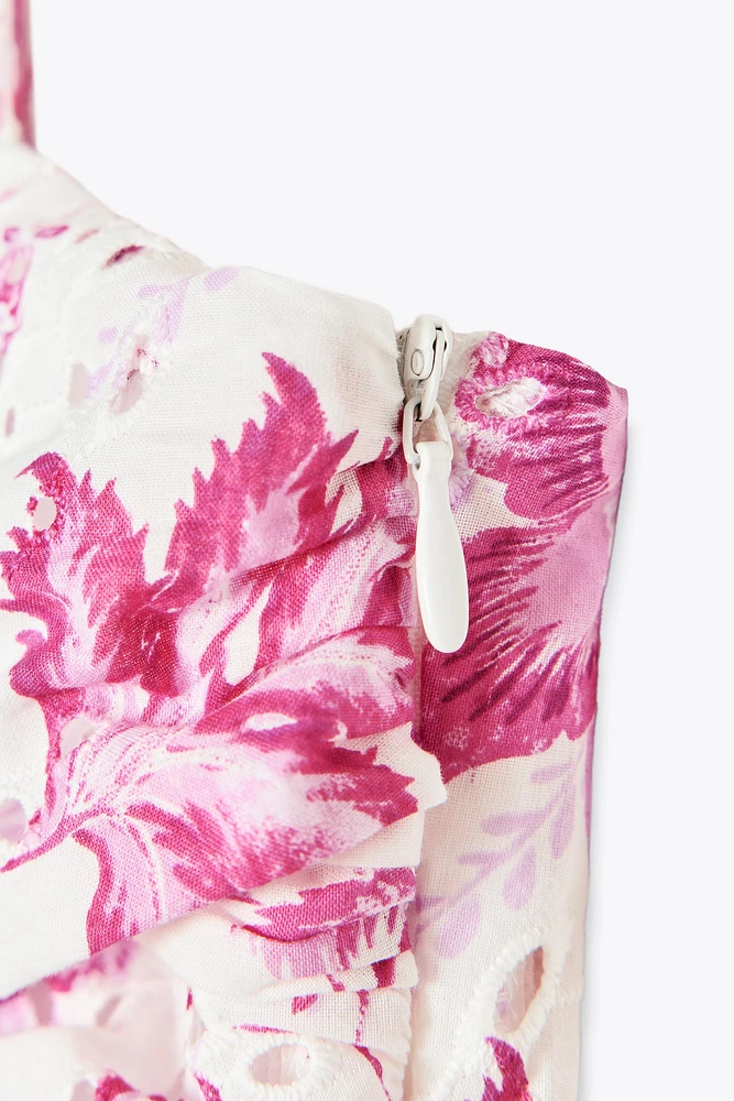 PRINTED TOP WITH OPENWORK EMBROIDERY