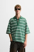 POLO EN MAILLE TEXTURÉE RAYURES