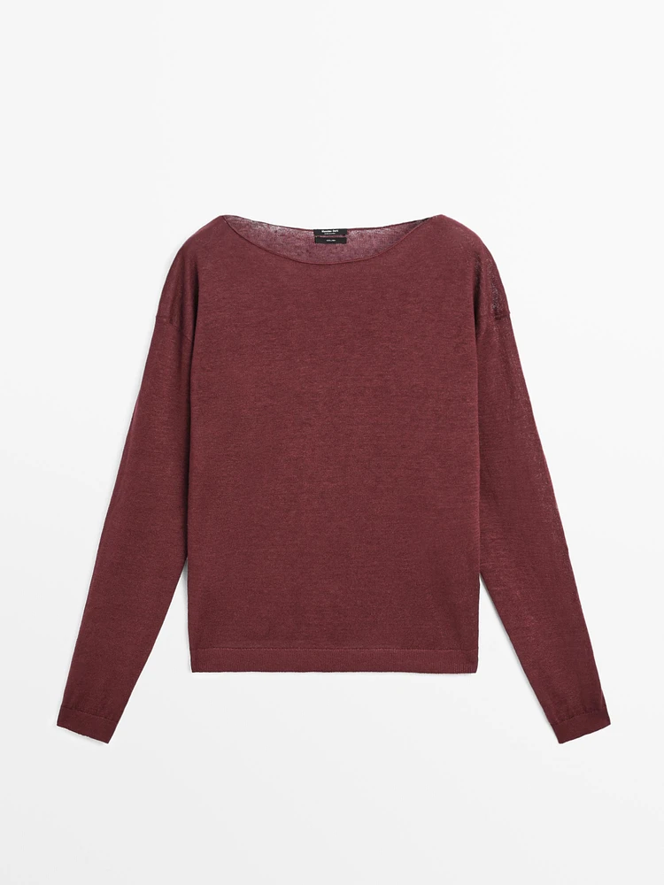 Pull col bateau 100 % lin